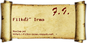 Filkó Irma névjegykártya